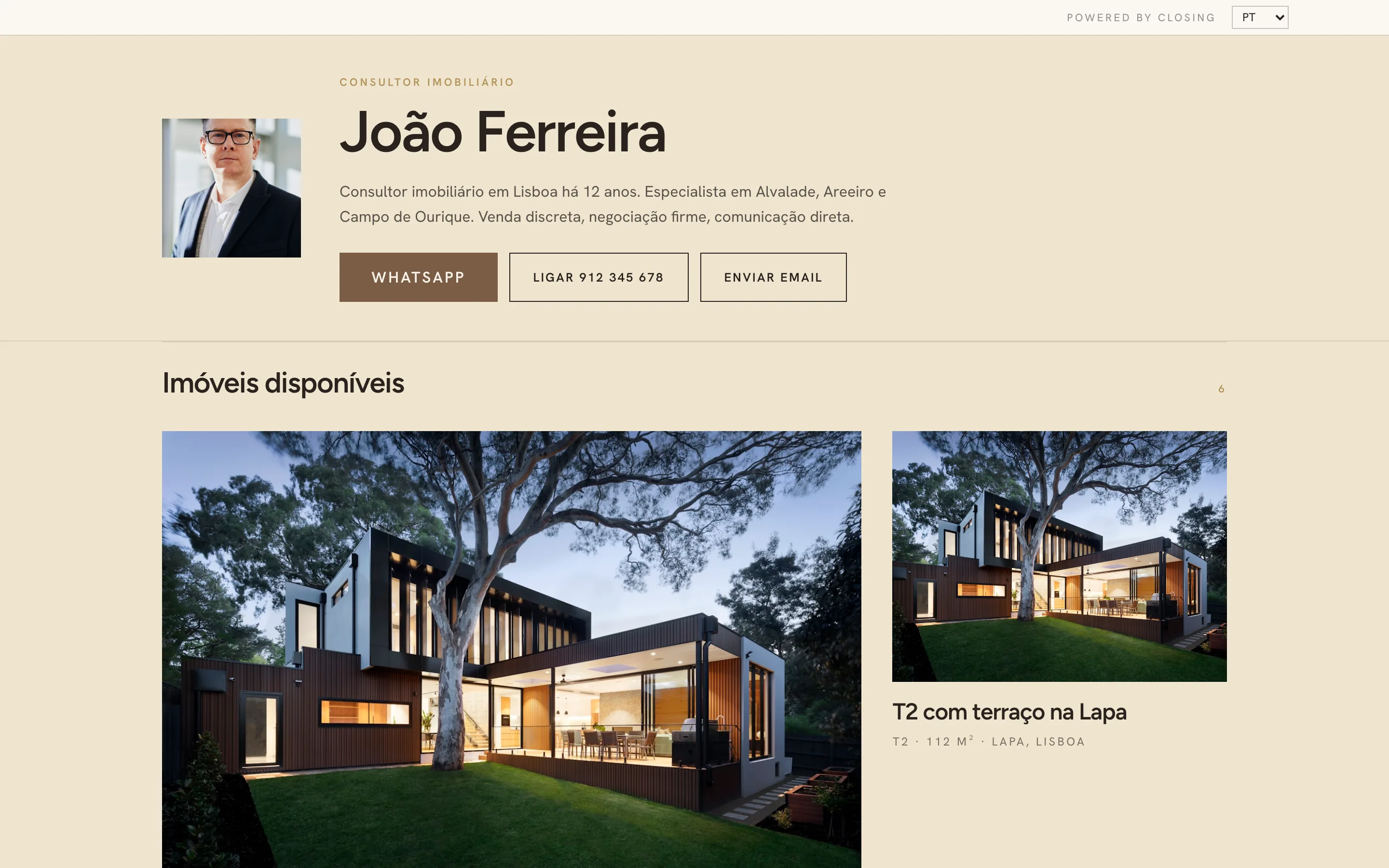 Exemplo de site de consultor, visual Mosaico